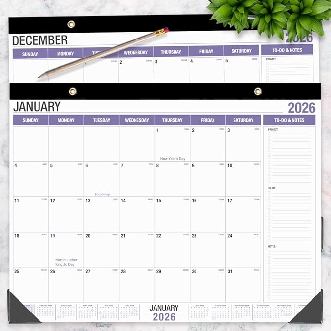 Large Desk Calendar 2026, Runs from January 2026 to December 2026, 22" x 17" Desk Calendars with to-do List, 15 Months Calendar 2026, Extra Large Desk Calendar for Home or Office