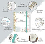 Daily Planner 2026 Full Page Per Day- 2026 Daily & Monthly Planner from January 2026 to December 2026, Day Planner 2026 with 12 Months Tabs, 8.5" x 11", Pink Flowers