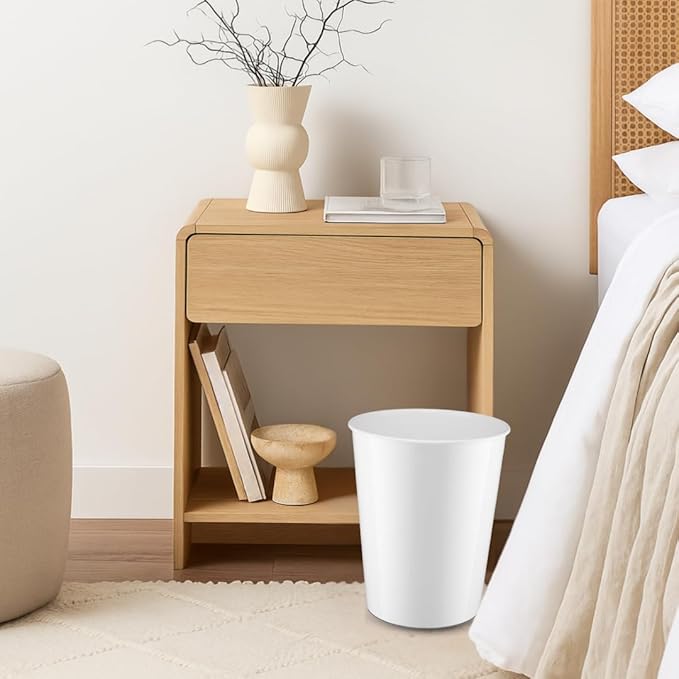 Monarch Abode Metal Bathroom Trash Can – Waste Basket for Bedroom, Office Desk, & Dorm, Handcrafted, Durable Decorative White Small Trash Can Bathroom Garbage Bin Wastebasket