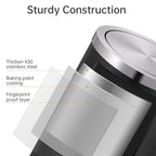 Mbillion Small Trash Can with Swing Lid 2.4 Gallons/9 Liter, Mini Trash Can with lid, Stainless Steel Cylindrical Garbage Can for Home and Office Bathroom Bedroom, for Ground and Desktop(Black)