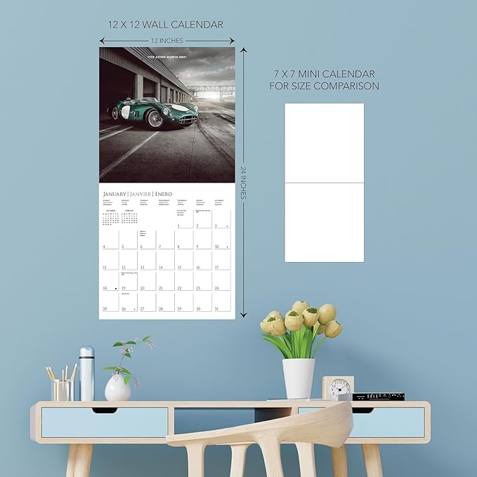 Graphique 2026 Car Legends Wall Calendar | 12” x 12” | Thick Paper | Home & Office Organizer | Large Monthly Grid | 3 Languages & Marked Holidays | 4 Month Preview Page for 2027