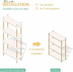 IOTXY 4-Tier Wooden Shelf Bookcase - Modern Open Bookshelf, Free Standing Storage Rack, Multifunctional Display Stand for Home and Office, White, Rectangle