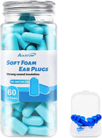 Aoutrow 60 Pairs Soft Foam Ear Plugs, 38dB SNR Slow Rebound Ear Plugs for Sleeping Noise Cancelling, Noise Reduction, Work, Swimming, Shooting, Studying, Blue