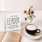 Leader Appreciation Gifts Leadership Gifts, Inspirational Office Decor Wooden Box Sign, Home Farmhouse Table Counter Shelf Desk Decor Accessories, Boss Gifts Thank You Gifts for Coach Manager