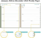 2026 Planner - Weekly Monthly Planner 2026 from January 2026 to December 2026 with 12 Monthly Tabs, Flexible Cover, Inner Pocket, 8.5" x 11", Green