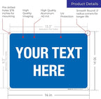 Personalized Custom Blue Background Customize for Office, Business, Workplace, Home, Airbnb, Delivery Sign, 10x14 Inches, Rust Free .040 Aluminum, Fade Resistant, Made in USA by Sigo Signs