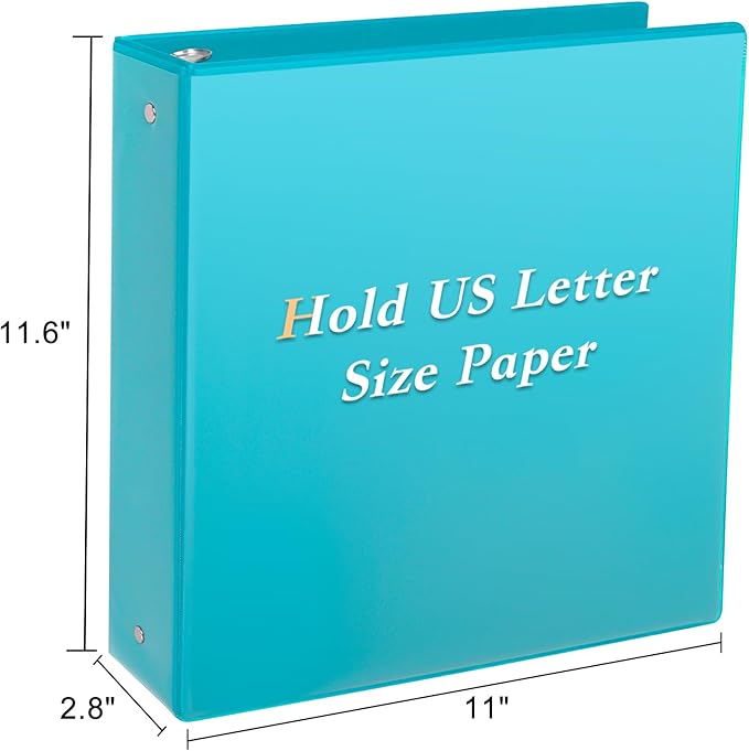 CIXILDTS 2-inch Round Ring Binder, Durable 2" 3 Ring Binder Fit Letter Size Paper, Light Blue, 6-Pack