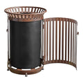 Zedfire 45 Gallon Brown Waste Bin with Flat Lid & Door, Outdoor Heavy-Duty Commercial Trash Can Steel Slatted, Round Recycle Container, Durable Garbage Can for Parks, Municipalities, Parking, Schools