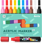 Arrtx 10-Piece Jumbo Acrylic Paint Markers, 15mm Felt Tip, Waterproof, Odorless, Non-Toxic, Multi-Surface Art Supplies for Rock Painting, DIY Crafts Making