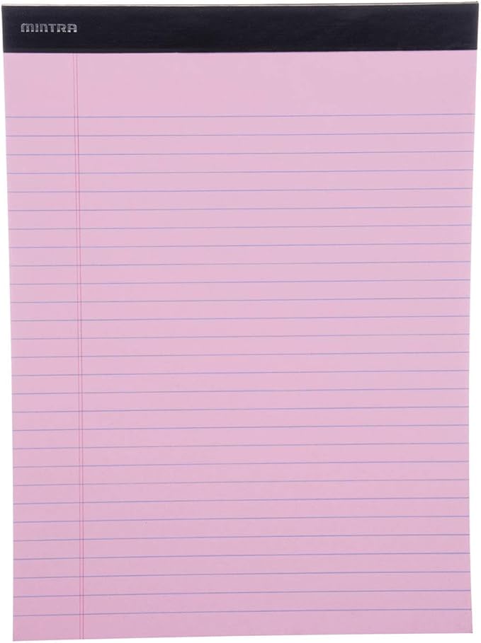 Mintra Office Legal Pads - ((BASIC PASTEL 6pk, 8.5in x 11in, WIDE RULED))