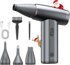 Metal Electric Compressed Air Duster, 300000RPM Brushless Motor with Stepless Speed, Rechargeable Cordless Mini Blower for Computer Keyboard Cleaning, Car Detailing, House and Outdoor Use(Grey)