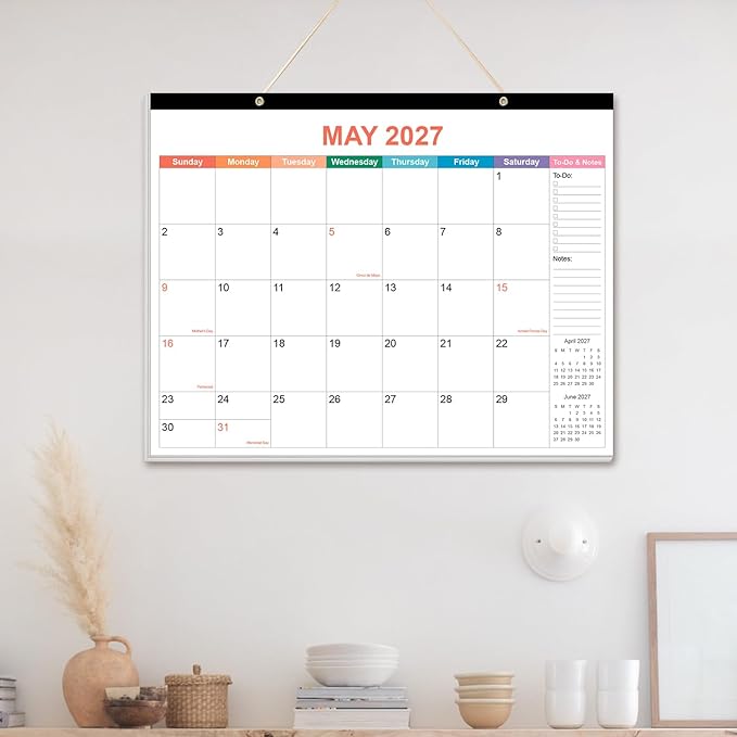 Desk Calendar 2026 - Calendar 2026-2027 from January 2026 to June 2027, 18 Months Calendar with Thick Paper for Office, Home, School Organizing, 14.5" X 11.5", Colorful