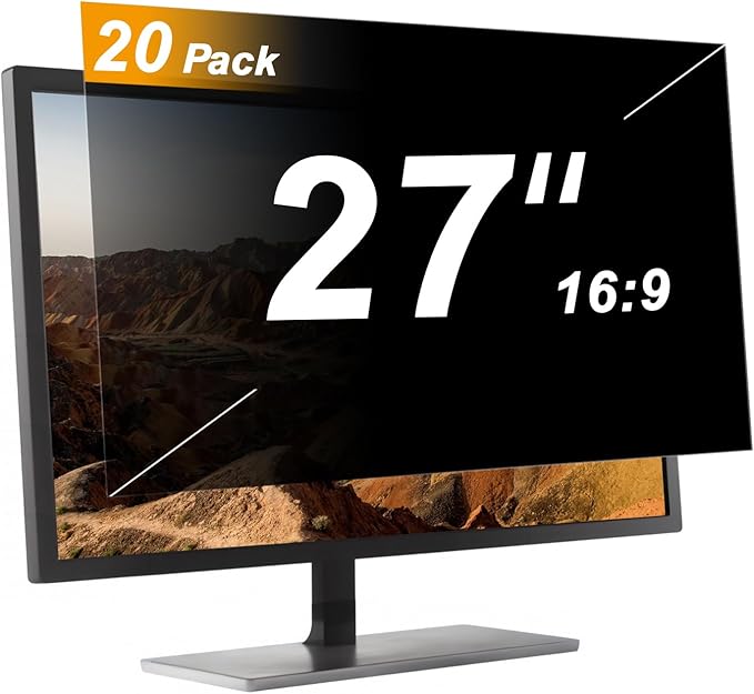 【20 Pack】 27 Inch Privacy Screen Protector for 16:9 Widescreen Monitors Desktop Anti-Glare Blue Light Filter Anti-Spy Film Relieves Eye Strain Easy Install