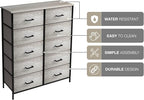 Sorbus Dresser with 10 Faux Wood Drawers - Chest Organizer Unit with Steel Frame Wood Top & Handle Easy Pull Fabric Bins for Clothes - Storage Furniture for Bedroom, Hallway, Living Room & Closet