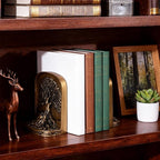 Resin Tree of Life Bookends Set, 2Pcs Decorative Non-Skid Book Ends for Heavy Books, Shelves, Bookcase or Desk - Antique Bronze Color Home Décor Gift, Library and Office Decor