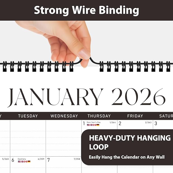 2026 Wall Calendar, Monthly Wall Calendars, Jan 2026 - Jun 2027, Desk Planner (8.5" x 11"), Hanging for Home, School, Office Supplies