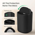 Cesun Mini Desktop Trash Can with Swing Lid, 0.4 Gallon Small Desk Trash Can, Countertop Wastebasket, Modern Tiny Tabletop Bin for Home Office, Makeup Area, or Car Interior (Black)