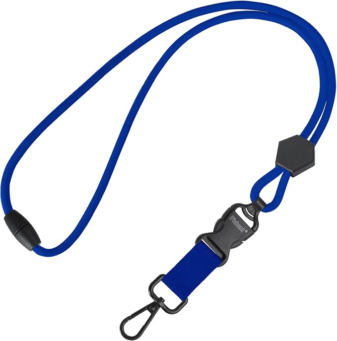 Fishent Breakaway Neck Lanyards for ID Badges, Adjustable Sturdy Round Cord Heavy Duty Key Lanyard with Detachable Buckle for Men Women Car Keys Card Holder(Royal Blue)