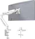 Fydeamer Monitor Arm for 17-35" Screens up to 24.2 lbs, Ergonomic Gas Spring Monitor Stand with Height Adjust, Tilt, Swivel & Cable Management, VESA Desk Mount with 2 Types of Installation, White