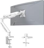Fydeamer Monitor Arm for 17-35" Screens up to 24.2 lbs, Ergonomic Gas Spring Monitor Stand with Height Adjust, Tilt, Swivel & Cable Management, VESA Desk Mount with 2 Types of Installation, White