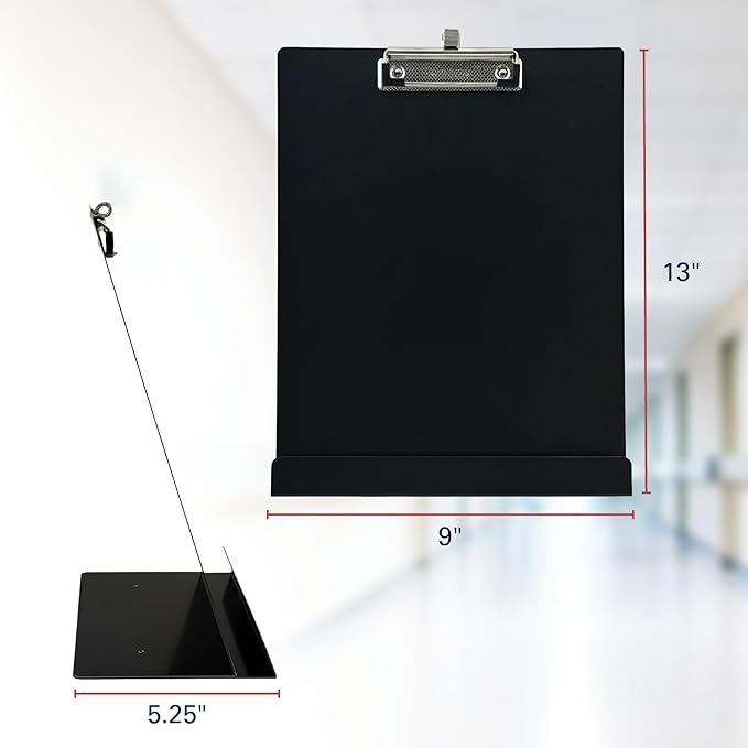 Saunders Free Standing Clipboard and Tablet Stand, Black Letter Size Paper Organizer with Steel Clip for Office, School & Work - Clip Board Paper Stand Holds Documents, Tablets & Phones - Made in USA