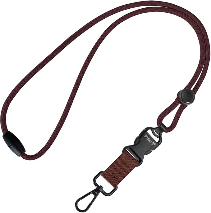Fishent Breakaway Neck Lanyards for ID Badges, Adjustable Durable Heavy Duty Lanyard with Detachable Buckle for Keys Holder (Dark Brown)