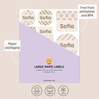 Large Name Labels for Kids (33) - Custom Stickers for Daycare and School Supplies - Durable, Waterproof Stickers for Water Bottles, Lunch Boxes, and More with Unique Designs - Pattern 1