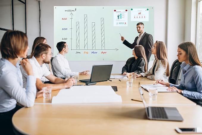 Large Glass Dry Erase Board, 96 x 48 Inches Magnetic Glass Whiteboard for Wall, 8' x 4' Frameless White Board for Office, Home, School