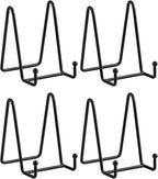 LIONWEI LIONWELI Plate Display Stand Easel Holders - 4.5" Tabletop Metal Stands for Decorative Plates, Photos & Picture Frames - Black, 4-Pack