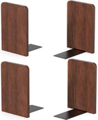 Book Ends, 2 Pair Bookends, Heavy Duty Wooden Bookend Support for Books and Movies (2, Square bookends)