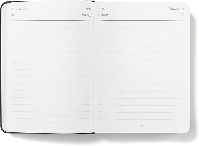Wykeham's Executive 2026 Daily Journal Planner – US Public Holidays & Format – Customization Available (Personalized Black, 6"×4.5")