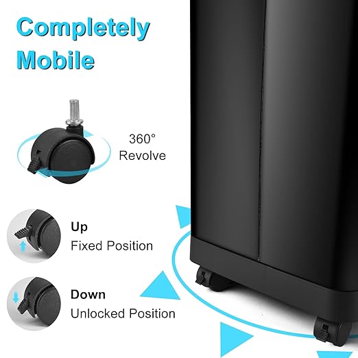Smartowner 8 Gallon Motion Sensor Trash Can with Roll Lid & Wheels - Automatic Touchless Trashcans for Kitchens, Bedroom, Office Trash Bin (Black)