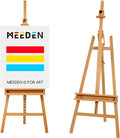 MEEDEN Large Painters Easel Adjustable Solid Beech Wood Artist Easel, Studio Easel for Adults with Brush Holder, Holds Canvas up to 48"