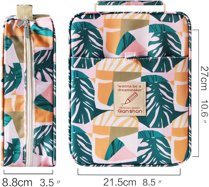 qianshan Pencil Case Holder Slot - Holds 202 Colored Pencils or 136 Gel Pens with Zipper Closure - Large Capacity Pen Organizer for Watercolor Pens or Markers - Perfect for Artist.Large Leaves