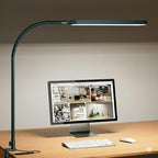 SKYLEO LED Desk Lamp - Desk Light for Home Office - Flexible Gooseneck - 5 Color Modes X 11 Brightness Levels - 1300LM - Timmer & Memory Function - 12W Clip on Light - Green