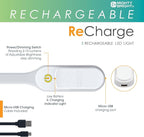 The Original Mighty Bright Recharge Clip On Rechargeable Book Light Reading Light, Warm Eye Care LEDs, Flexible, Durable, Dimmable, Perfect for Kids, Bookworms, Reading in Bed, Lasts 60 Hours (White)