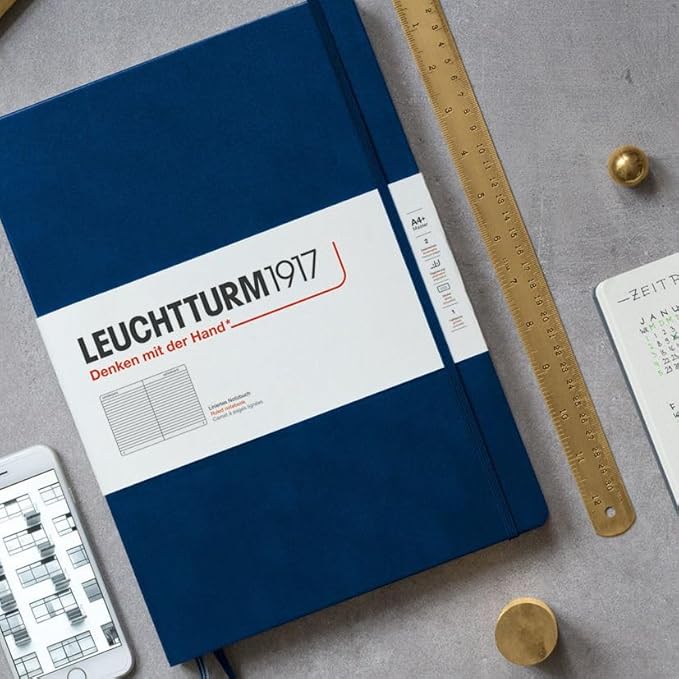 LEUCHTTURM1917 - Notebook Hardcover Master Slim A4+ - 123 Numbered Pages for Writing and Journaling (Rising Sun, Plain)