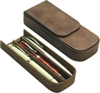 MIVLXLX Leather Triple Pen Case Pencil Pouch Holder for Three Fountain Ballpoint Rollerball Pens and Pencils Gift Choice for Man/Woman/Office (gray)