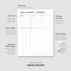 Task Planner & Tracker 8.5 x 11 Tear-Off 70 Sheet Planner Pad – Project Organizer with Time Log, Top Priority, Follow-Up – Notepad for Home & Office (White, Minimalist, 2 Pack)