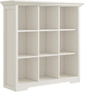 OSCHF Wooden Cube Shelf Bookcase - Modern 3 Tiers Floorstanding Open Bookshelf with Base for Home and Office, 9 Cubes Storage Cabinet, Warm White