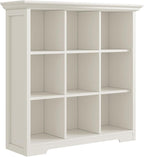 OSCHF Wooden Cube Shelf Bookcase - Modern 3 Tiers Floorstanding Open Bookshelf with Base for Home and Office, 9 Cubes Storage Cabinet, Warm White