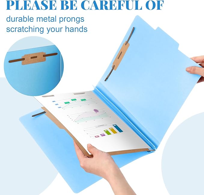 Skyygemm 60 Pcs Classification Folders Letter Size, 1 Divider Pressboard File Folder with Fasteners, Expanding File Organizer Bulk for School Teachers, Office Employee, Coworker, Staff (Blue)
