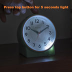 Tinload 4.3" Retro Analog Alarm Clock, Vintage Decor, No Ticking Silent, Easy to Set, Gradual Rise Alarm, On/Off Switch on Side, Gentle Wake, Snooze, Lighted on Demand, Battery Operated, Retro Green