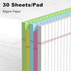 5pcs Small Note Pads 5x8 Notebook College Ruled Legal Pads Color Notepads 5 Pack Study Back Writing Pads 5 x 8 Perforated Narrow Ruled Pads of Paper for School & Office Supplies 30 Sheets/Pack
