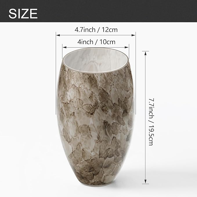 Fixture Replacement Globe Shade,Lampshade for E26 Base 1-5/8 Inch Fitter, Color Art Glass Oval Lampshade Cover for Pendant Kitchen Wall Sconce Chandelier Vanity Light (1, Marble)