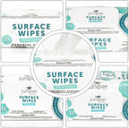Juniper CLEAN 6 Pack Surface Cleaning Wipes Bleach Free, All-Purpose Cleaner for Bathroom, Kitchen, Office, 72 Count Soft Flow, Fresh Scent, Lint Free & Durable