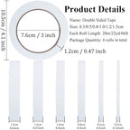 SmaringWing Double Sided Tape for Crafts, 6 Rolls Multi-Size Double-Sided Adhesive Tape for Arts, Photography, Gift Box, Scrapbooking, Card Making, Paper Backing