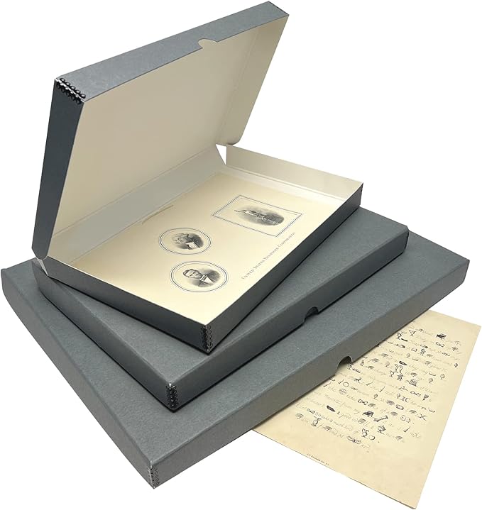 Lineco Archival Folio Storage Boxboard, Acid-Free with Metal Edges Boxboard, 11.5 X 14.5 X 1.75 Inches, Longevity Organize and Store Photos Documents Crafts Cards Magazines Prints DIY, Gray Exterior