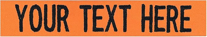 Custom Uniform Name Tapes Solid Colors. Orange Fabric, 5 Inch Hook Fastener (Uniform Ready Fastener)