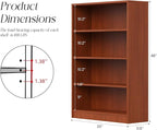 Farini 48 Inch Tall 4-Shelf Bookcase, Wood Bookshelf Storage Organizer Adjustable Shelf for Home Office, Study Room, Easy Assembly,Cherry